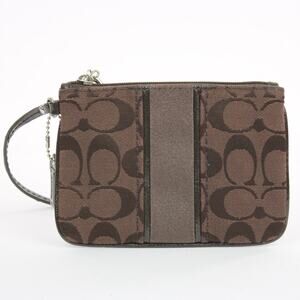 Coach Signature Stripe Canvas Wristlet